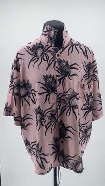 Celine 21SS Loose Hawaiian Shirt in Printed Viscose Pink/Black